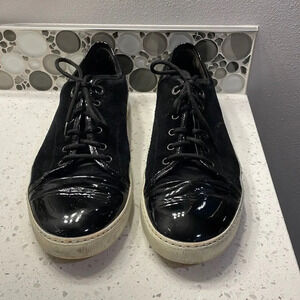 Lanvin mens suede and black pantent leather tennis shoes